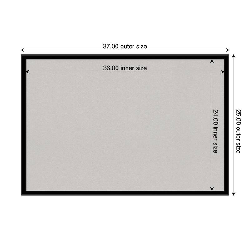 Incline Black Wood Framed Cork Board - Bulletin Board, Organization Board, Pin Board - Grey - 37 x 25 in