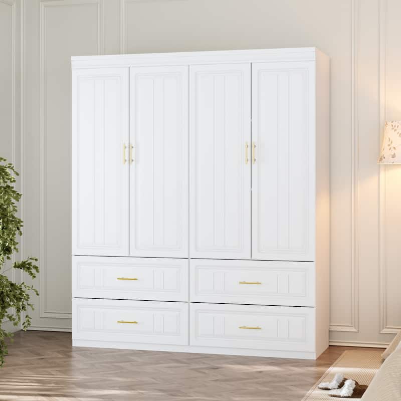93.9"H/74.2"H Armoires Wardrobe Closet Cabinet Hanging Drawers Storage