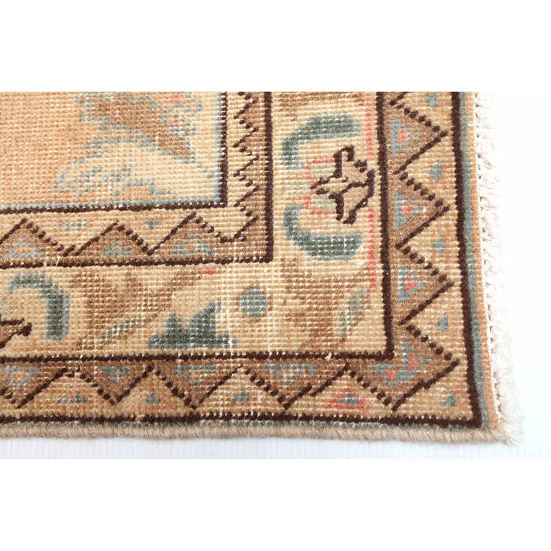 ECARPETGALLERY Hand-knotted Antalya Vintage Tan Wool Rug - 3'9 x 9'6