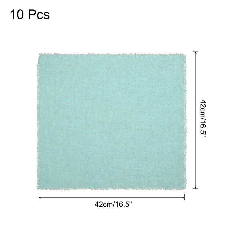 10pcs Cloth Napkins 16.5x16.5 Inches Cotton Linen Napkins with Fringe - Light Green