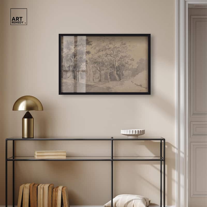 Grove with Road and Haycart Shadowbox by Art Remedy