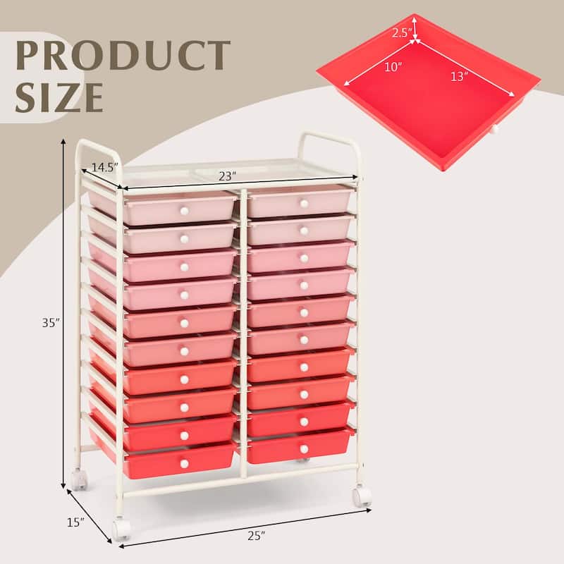Costway 20 Drawers Rolling Cart Storage Scrapbook Paper Studio - See Details