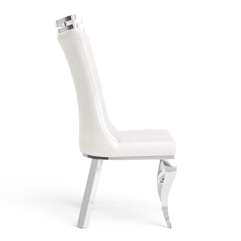 Furniture of America Thaddeus Glam Stainless Steel Upholstered Dining Side Chair (Set of 2)