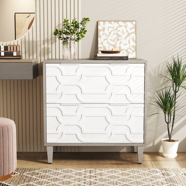 2-Drawer Lateral File Cabinet for A4/Letter/Legal Size, White & Grey Office Storage Cabinet Printer Stand