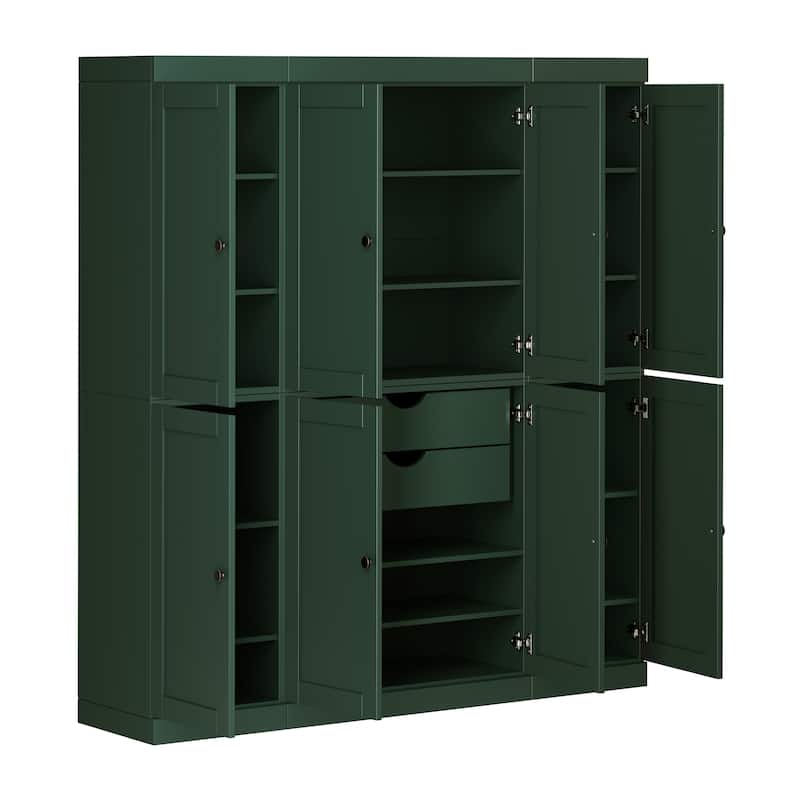 Palace Imports 100% Solid Wood 65" Pantry Cabinet with Shaker Doors, 2-Drawers and Adjustable Shelves