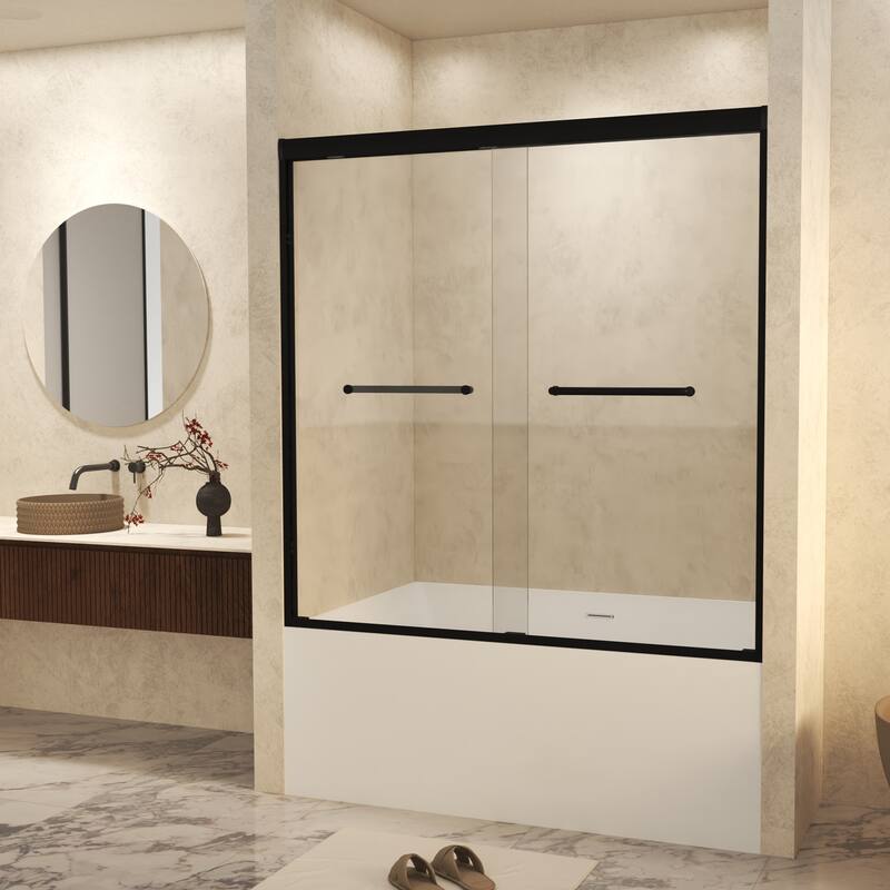 GDFStudio - Alden Adjustable Frameless Double Sliding Shower Door for Modern Bathroom Spaces