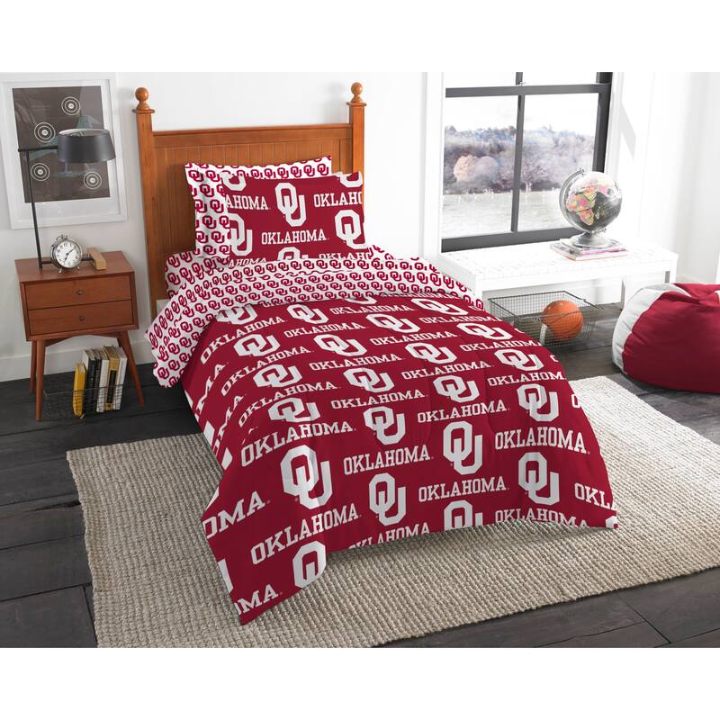 NCAA Rotary 5-piece Twin Bed in a Bag Set - Oklahoma Sooners - Twin