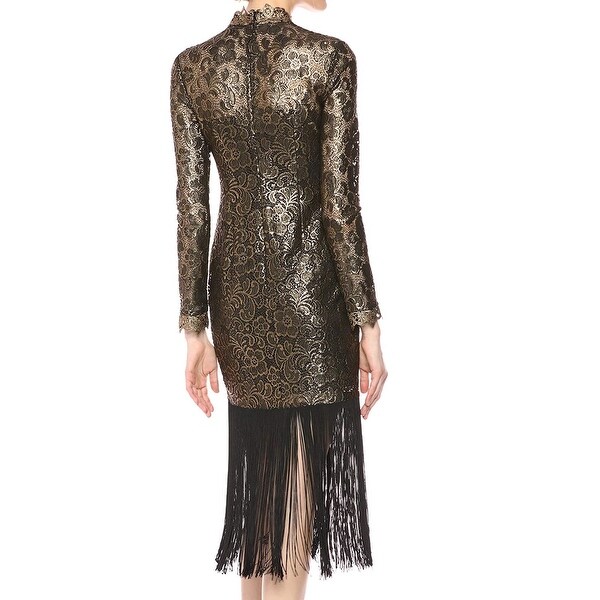 rachel zoe gold fringe dress