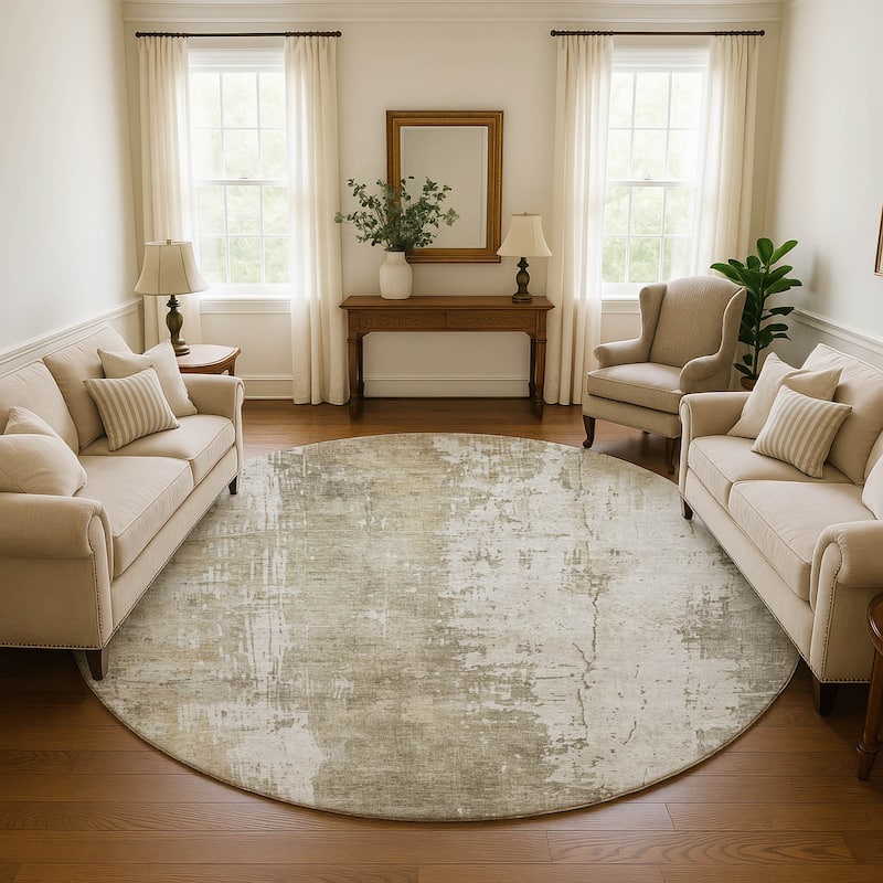 Premium Washable Super Soft Abstract Modern Mayfield Rug - Taupe - 8' x 8'