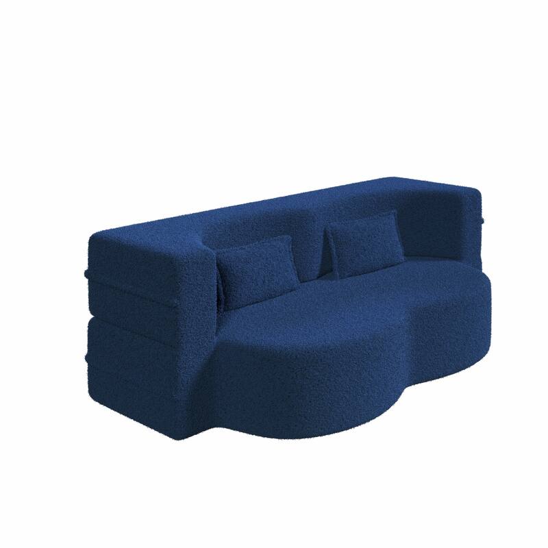 Convertible Teddy Fabric Foam-Filled Sleeper Sofa Bed
