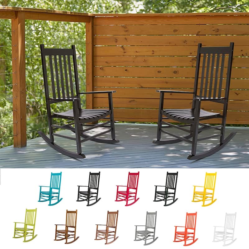 Heritage Solid Wood Outdoor Patio Rocking Chair Rocker (Set of 2)