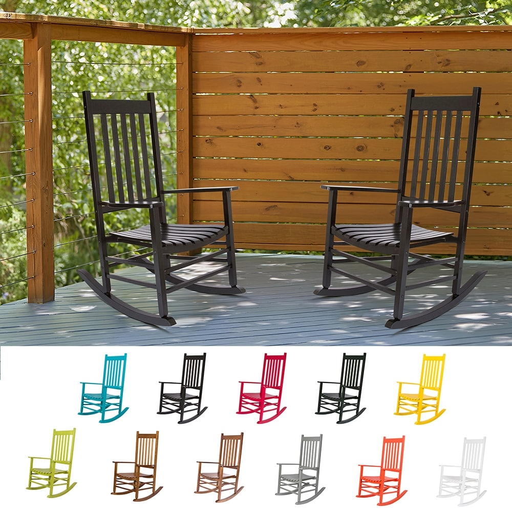 Heritage Solid Wood Outdoor Patio Rocking Chair Rocker (Set of 2)