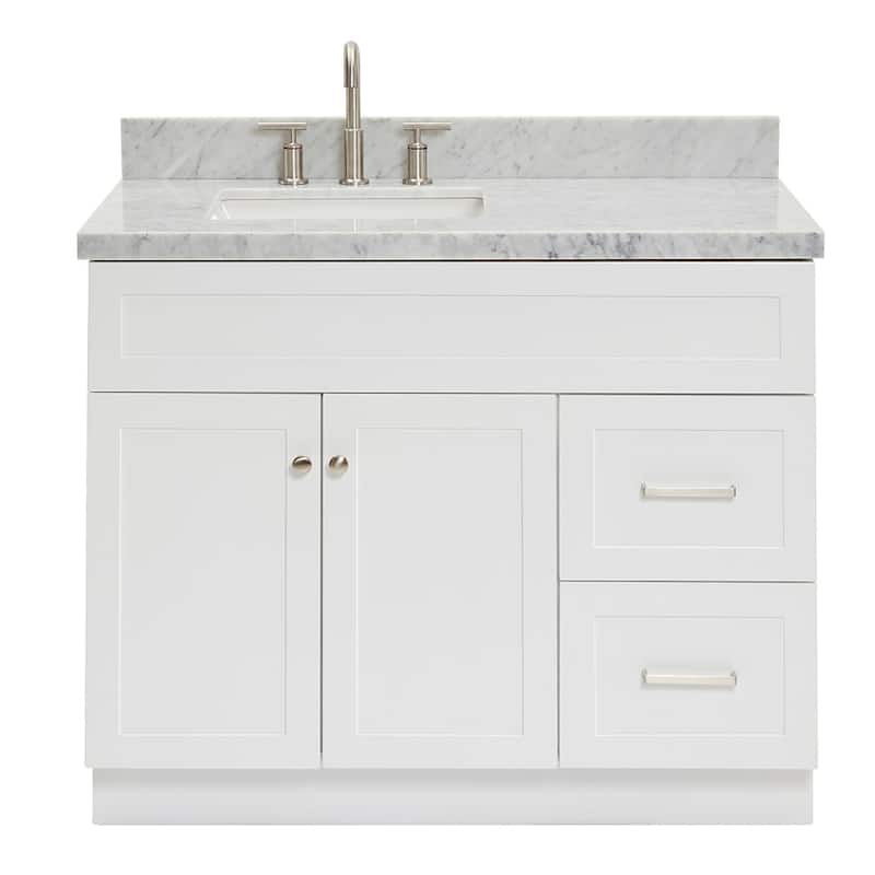 Ariel F043SLCWRVO Hamlet 43" Free Standing Single Basin Vanity Set - White / Carrara White Top - Painted