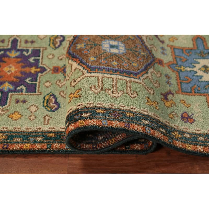 Light Green Khotan Indian Runner Rug Handmade Wool Carpet - 2'5"x 9'10"