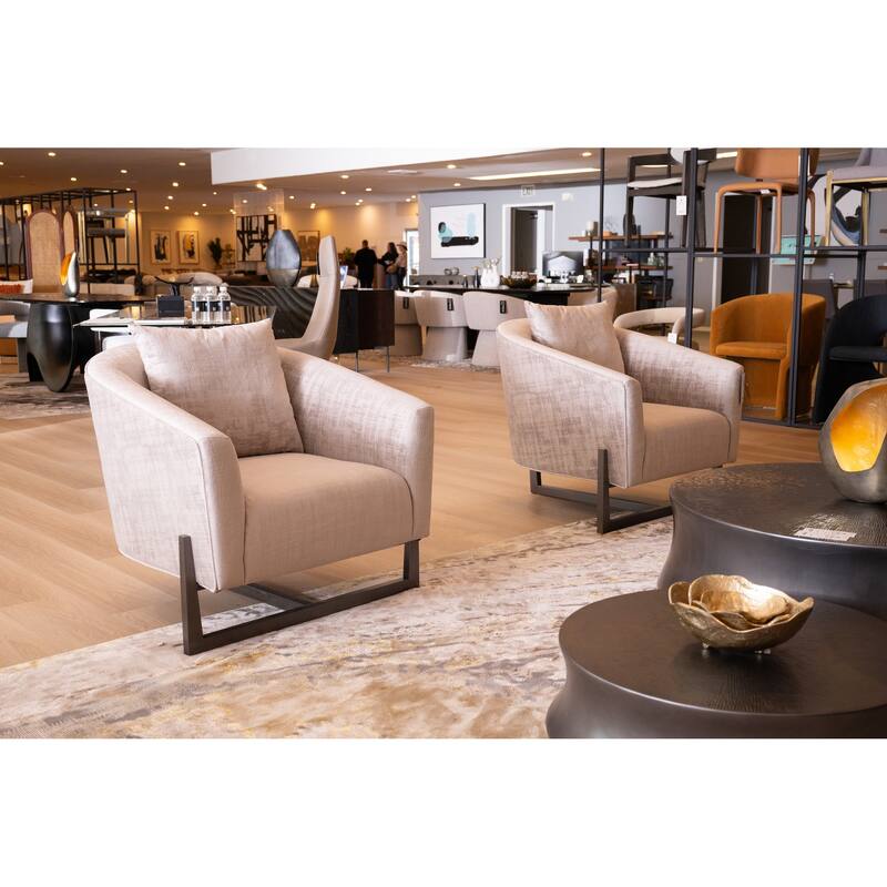 Modrest Forbis Contemporary Light Grey Fabric Accent Chair