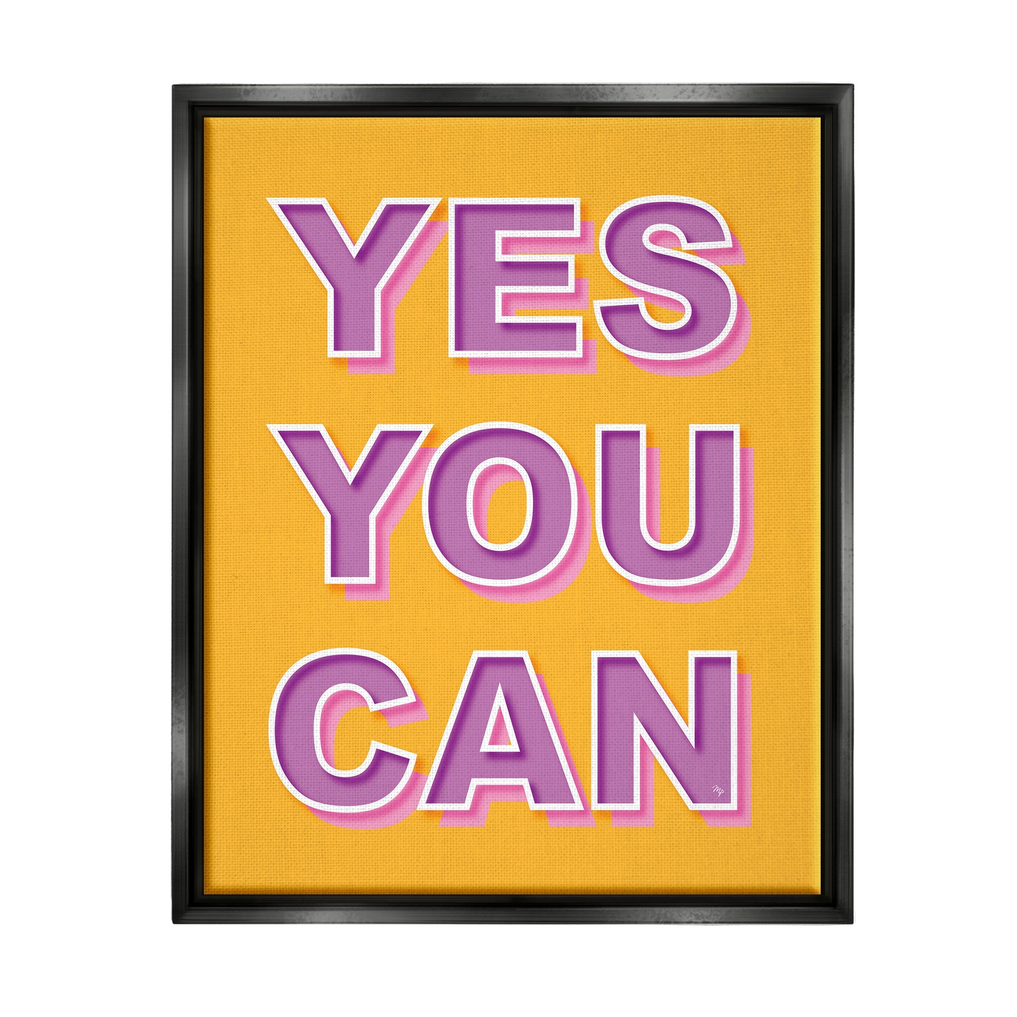 Stupell Yes You Can Purple & Yellow Framed Floater Canvas Wall Art Design by Martina Pavlova