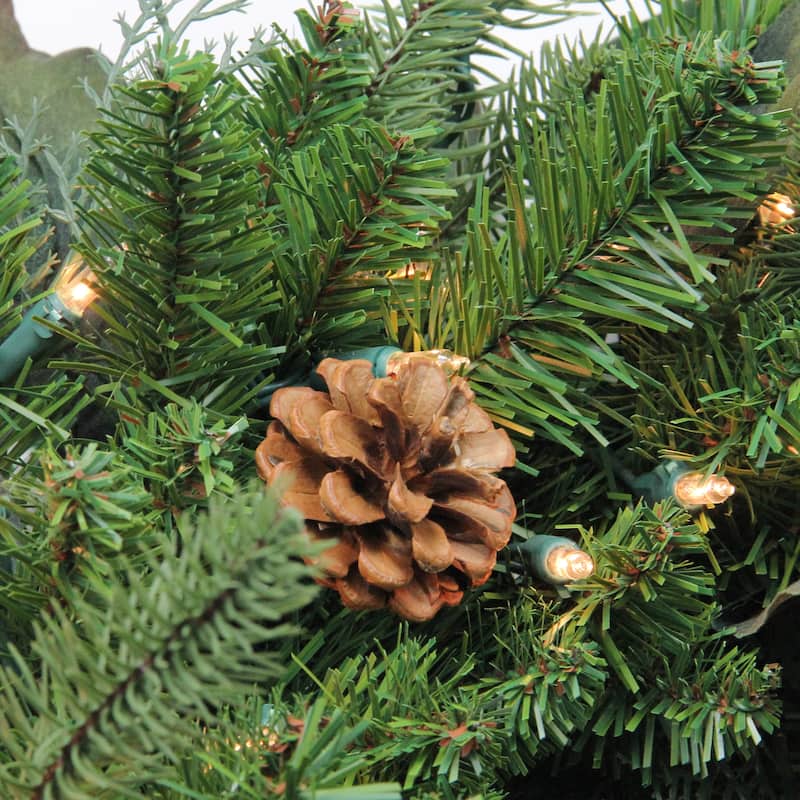 5' Pre-lit Green Potted Mixed Winter Pine Medium Artificial Christmas Tree - Clear Lights
