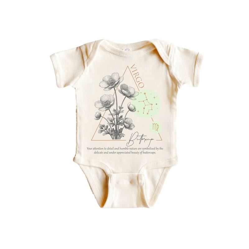 Virgo Floral Celestial - Baby Boy Girl Clothes Infant Bodysuit Funny Cute Newborn - White - 3-6M