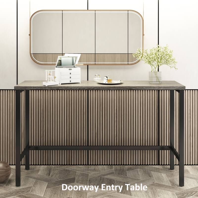 Stylish 4-Piece Dining Table Set with Long Rectangular Table, Stools, and Storage-Friendly Design for Apartments