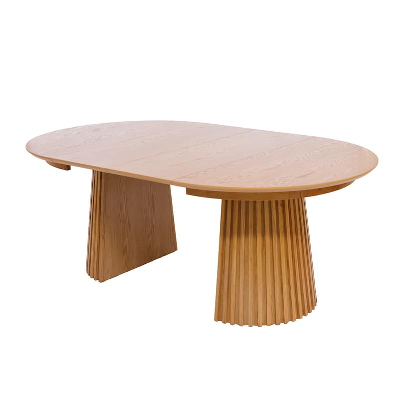 Christopher Knight Home - Camden Modern Expandable Oval Dining Table Base with Fluted Pedestal Design