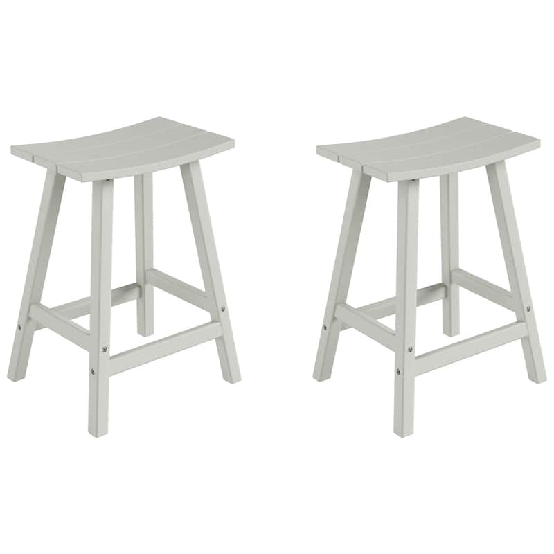 Polytrends Laguna Hdpe All Weather Outdoor Patio 24" Saddle Seat Counter Stool (Set Of 2)