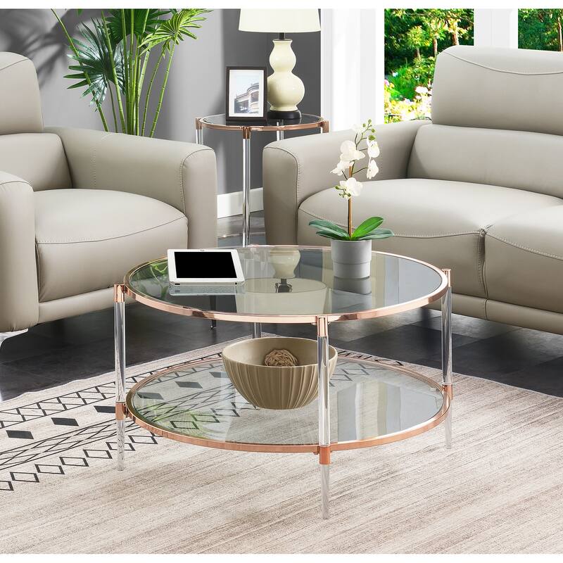 Convenience Concepts Royal Crest 2 Tier Acrylic Glass Coffee Table - Rose Gold/Glass