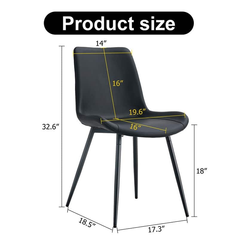 Modern/Contemporary Faux Leather Dining Chairs Set of 4 with Black Metal Legs