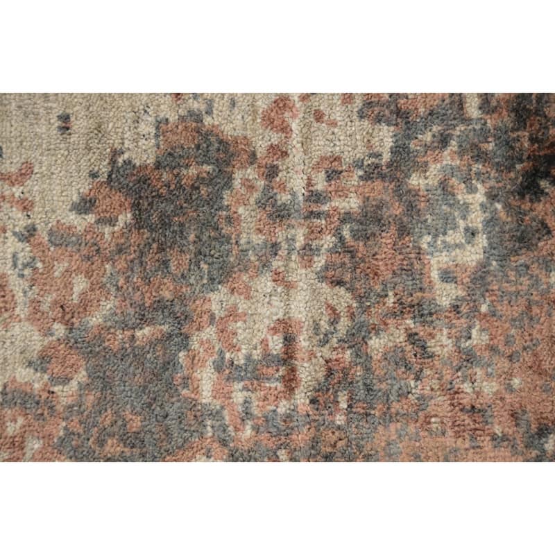Hand Knotted Oriental Viscose Silk Carpet Modern Abstract Oranges & Rust Abstract Area Rug - 9' 10'' X 8' 3''