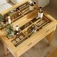 preview thumbnail 6 of 5, 48 Inch Fluted Makeup Vanity Desk with Mirror, Glass Top, Charging Station, 4 Drawers and Cabinet
