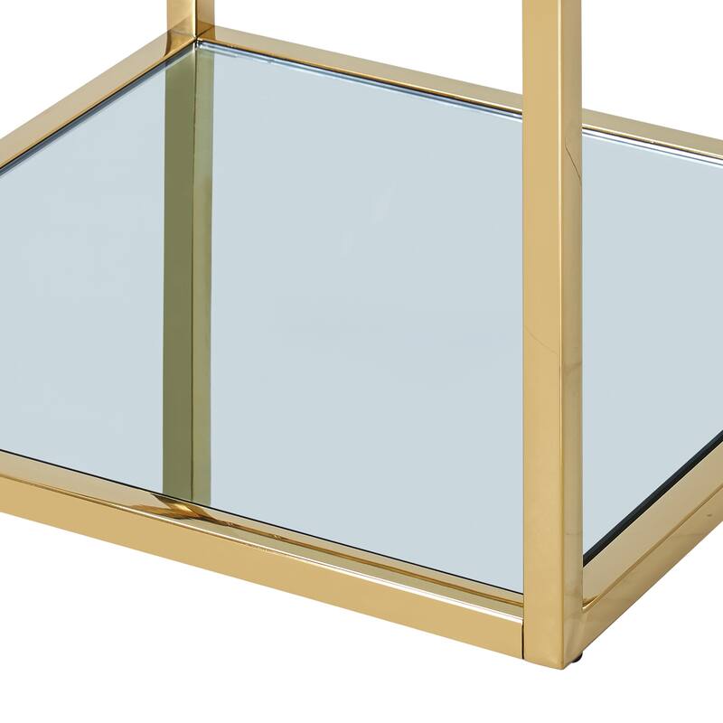 Contemporary Metal and Glass Small Square Coffee Table