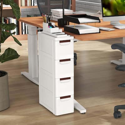 1/2 PCS 4-Drawer Narrow Storage Cart w/Wheels Cabinet