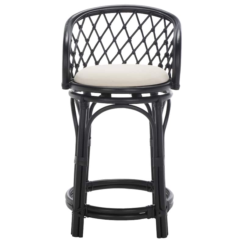 SAFAVIEH Galini 24-inch Rattan Counter Stool with Cushion - 21" W x 21" D x 35" H