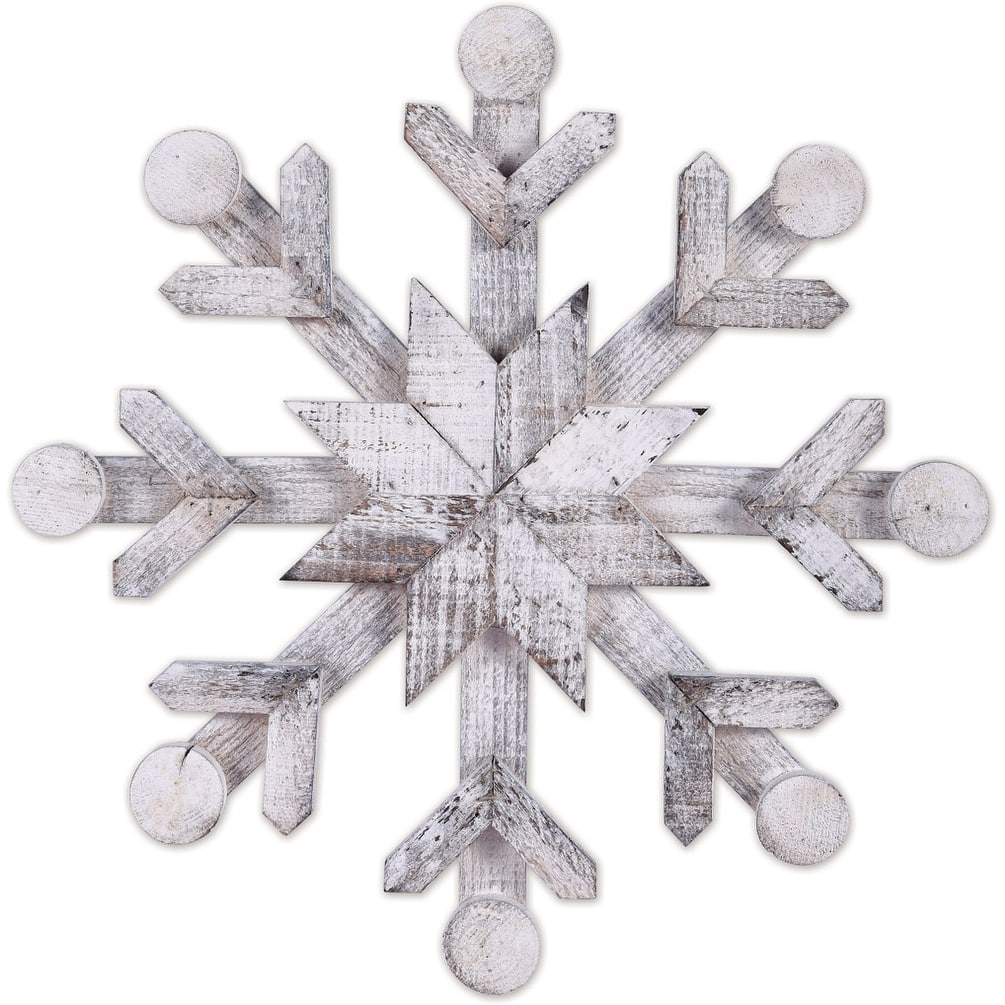 White Wood Snowflake 14"