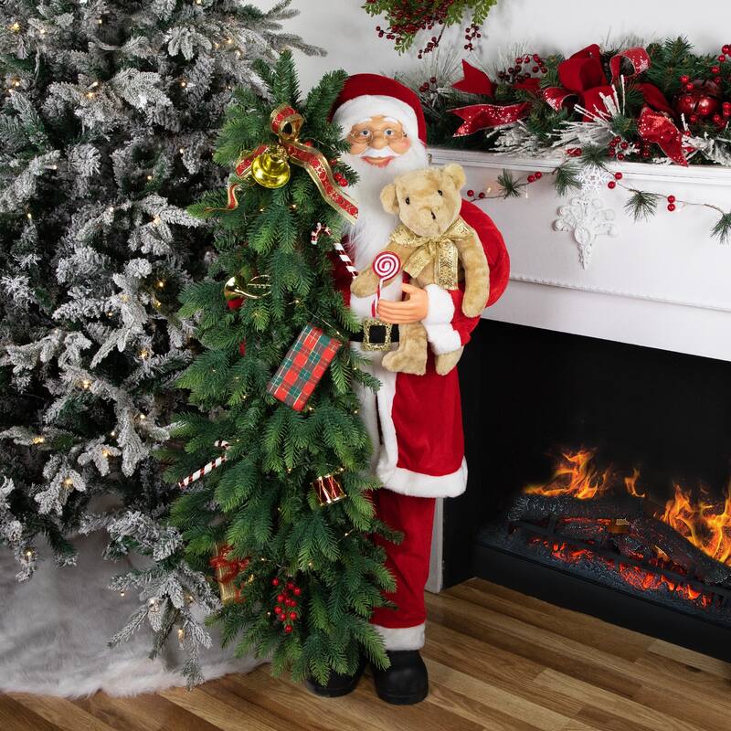 48" Musical Santa Claus Tree Teddy Bear Figure