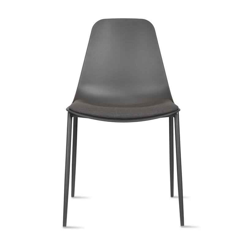 Set of 2 Plastic Dining Side Chairs Padded Cushion For Party Office Kitchen Rental Restaurant Metal Legs Indoor Outdoor Patio
