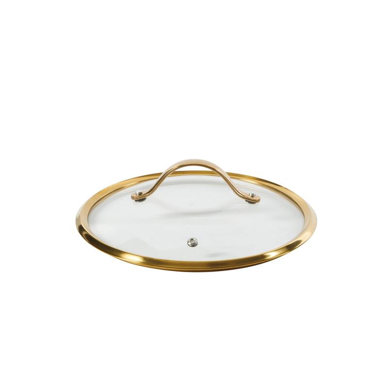 Bloomhouse 15 Piece Pots and Pans Heavy Duty Aluminum Premium PFA Free Ceramic Nonstick - Almond Cream with Gold Handle