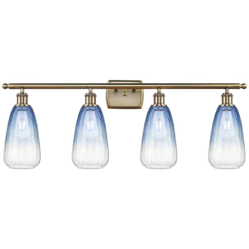 Innovations Lighting Endless Possibilities Ballston - Brookhaven Almond - 4 Light 36" Bath Vanity Light - Antique Brass/Sapphire Blue