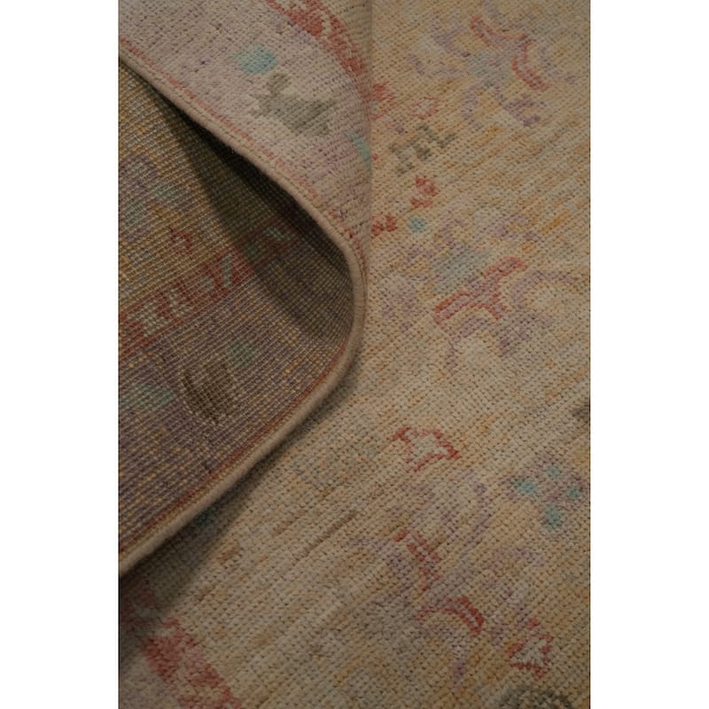 Hand Knotted Oriental 100% Wool Carpet Traditional Floral Yellow & Gold Ziegler Runner Rug - 9' 9'' X 3' 0''