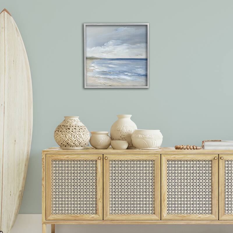 Stupell Stormy Beach Landscape Framed Giclee Art Design By Nan