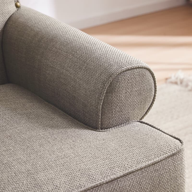 Uniquely Designed Riveted Fabric Sofa, Single Chair Loveseat
