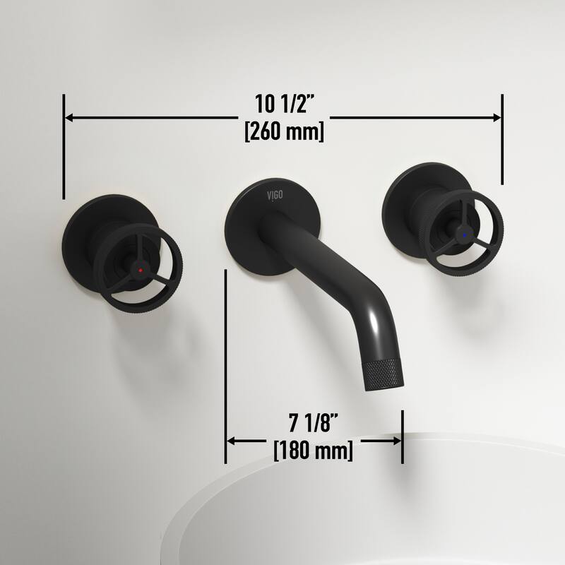VIGO Cass 3" H 2-Handle Wall Mount Bathroom Faucet