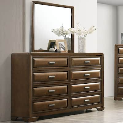 Furniture of America Collins 2-Piece Brown Solid Wood 8-Drawer Dresser and Mirror Set