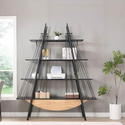 Innovative Industrial-Style Bookshelf with Drawer for Home and Office