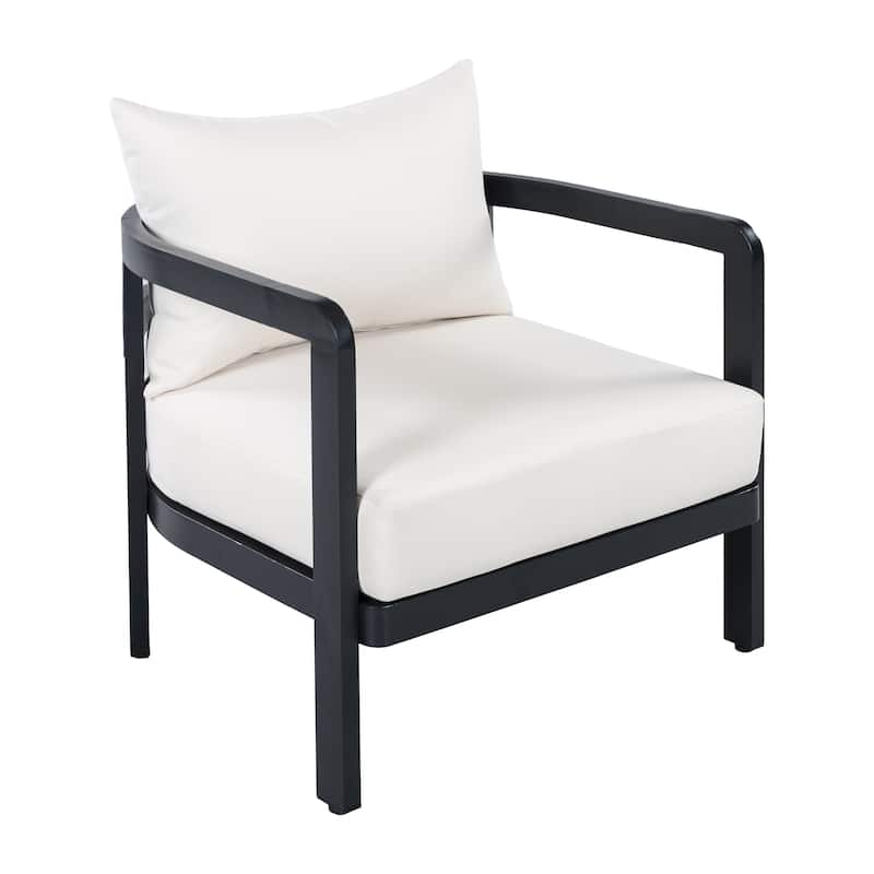 Christopher Knight Home - Modern 27.6" Outdoor Curved Back Patio Club Chair with Aluminum Frame & Water-Resistant Cushions