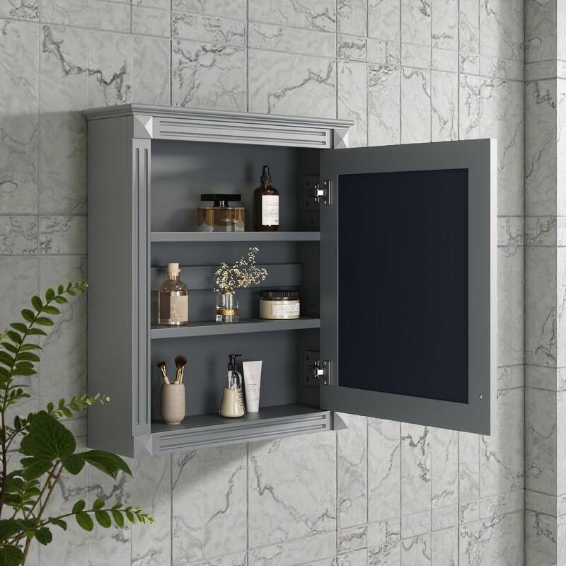 24" Wall Mounted Bathroom Storage Cabinet with Mirror, Over the Toilet Space Saver Medicine Cabinet