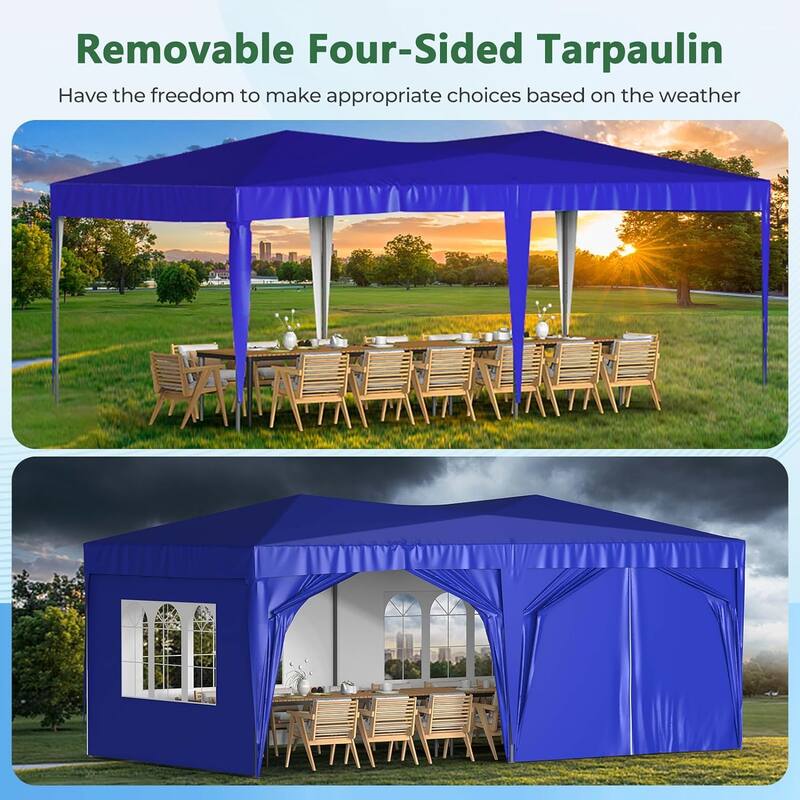 10 x 20 Pop Up Canopy Tent with 6 Sidewalls, Portable Party Canopy with 6 Weight Bag