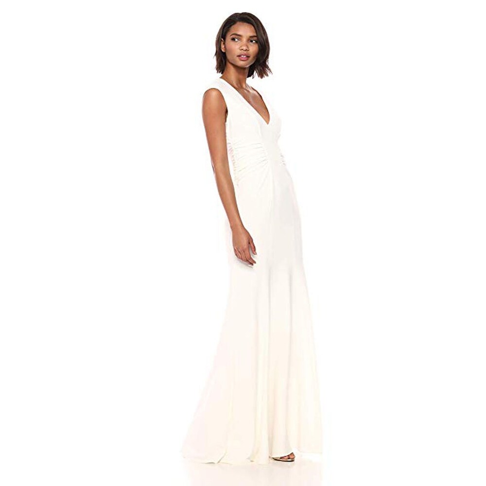 halston heritage white gown