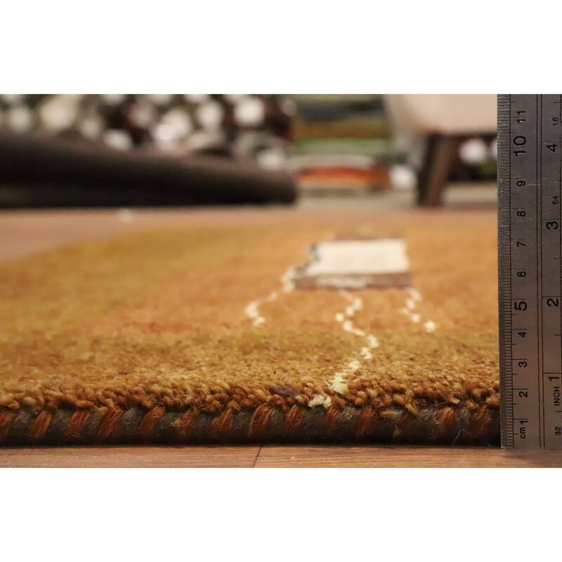 Hand Knotted Oriental 100% Wool Carpet Modern Modern Oranges & Rust Gabbeh Area Rug - 6' 6'' X 4' 9''
