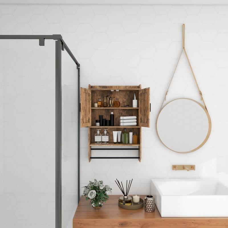 Wall Cabinet For Bathroom,Storage Cabinet with Doors and Shelves,Over The Toilet Storage Cabinet