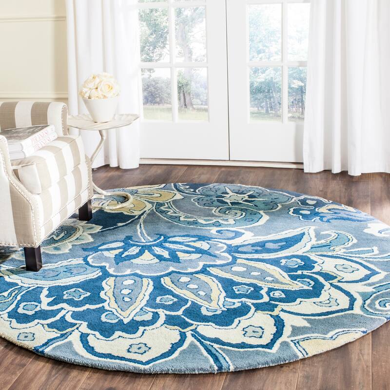 SAFAVIEH Handmade Floral Kaitlin Paisley Blue New Zealand Wool Rug